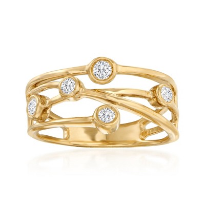 Ross-Simons 0.25 ct. t.w. Diamond Crisscross Ring in 18kt Gold Over Sterling