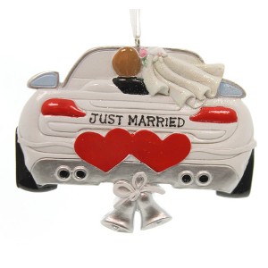 Personalized Ornament 3.25 In Wedding Car Ornament Resin Just Married Tree Ornaments - 1 of 2