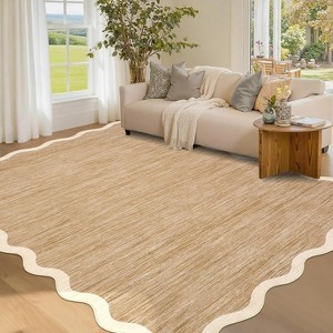 Washable Scalloped Area Rug, Soft Non-Slip Large Area Carpet for Bedroom, Living Room, Dining Room, Nursery, Modern Farmhouse Style - 1 of 4