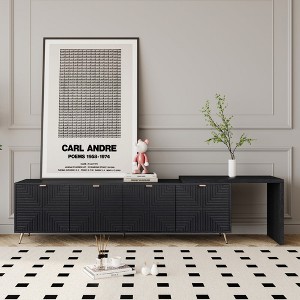 Chic Crate-Extendable Media Console – Black Lacquered Wood TV Stand w/ Adjustable Shelves & Storage, Multi-Room Furniture - 1 of 4