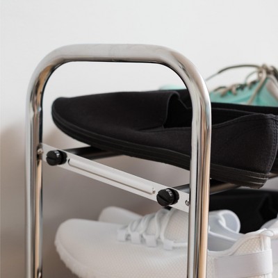 Silver 5-Tier Stackable Metal Shoe Rack