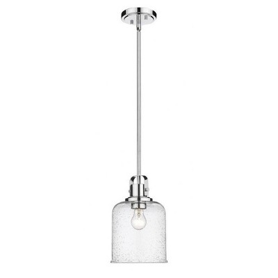 Kinsley Transitional Chrome 8" Indoor/Outdoor Pendant Light with Clear Glass