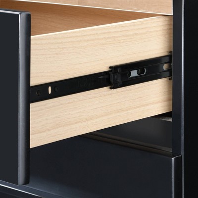 Belmont 3-Drawer Black Nightstand with Chrome Accents
