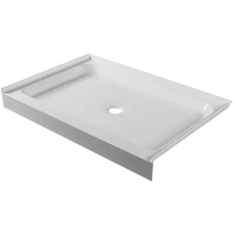 Fine Fixtures Single Threshold Acrylic Shower Base - Non-Slip Textured Surface Shower Floor Pan in White, 1 of 2