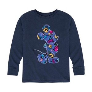 Boys' - Disney - Mickey Silhouette Expressive Pattern Long Sleeve Graphic T-Shirt - 1 of 4