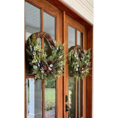 30" Pine and Pinecone Artificial Christmas Wreath with Twig Ring