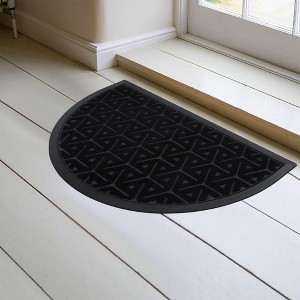 Evideco French Home Goods Half-Round Outdoor Door Mat Wilson- Heavy Duty Polyester, Non-Slip, Low Profile - 1 of 4