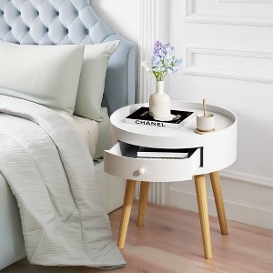 KTMBDW Nightstand, Mid Century Side Table Bedroom with Storage Drawer, Small End Bedside Table with Solid Wood Legs for Bedoom, Small Spaces - 1 of 4