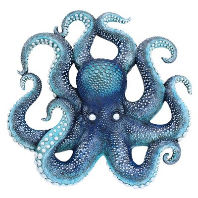 Deadly Blue Resin Octopus Coral Reef Wall Sculpture 16.5"