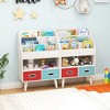 Tangkula Kids Bookshelf w/3-Tier Bookshelves Open Compartment & 2 Foldable Fabric Drawers - 2 of 4
