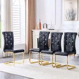 KTMBDW Faux Leather Metal Frame Dining Chairs,Modern Retro Alligator Skin Upholstered Dining Chairs for Kitchen,Living Room - 1 of 4
