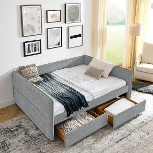 Queen Size Upholstered Daybed with Two Drawers for Bedroom - 1 of 4