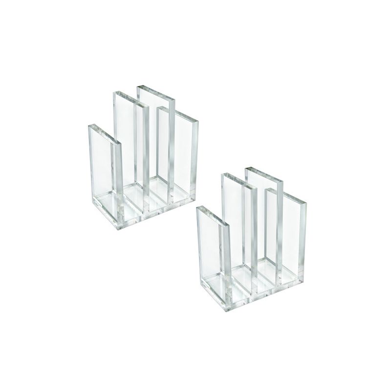 Azar Displays Clear Acrylic Bookend and Desk File Sorter, Thick Acrylic, 2 Pack, 1 of 9