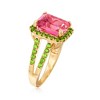 Ross-Simons 1.10 Carat Pink Topaz and 1.00 ct. t.w. Green Chrome Diopside Ring in 18kt Gold Over Sterling - 3 of 4