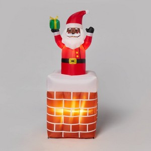 6' LED Animated Santa in Chimney Christmas Inflatable Decoration Red - Wondershop™: Festive Outdoor Display with Lights - 1 of 4