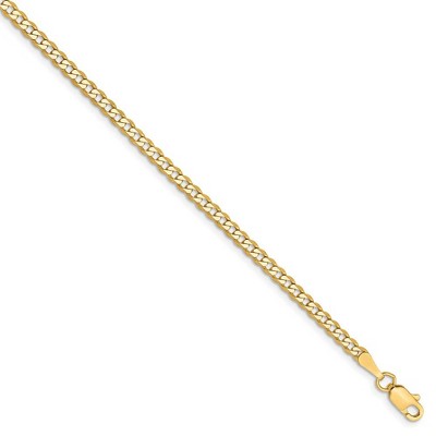 Black Bow Jewelry 2.25mm 14k Yellow Gold Solid Beveled Curb Chain Bracelet