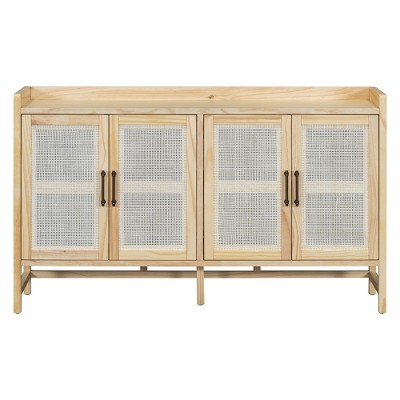 XINGHANZHENXUAN Rustic Sideboard Buffet Cabinet with Rattan Doors, Storage Cabinet with Adjustable Shelves for Dining Room & Living Room