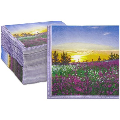 Sparkle and Bash 150 Pack Sunrise Paper Napkins for Garden Party, Birthdays (6.5 x 6.5 In)