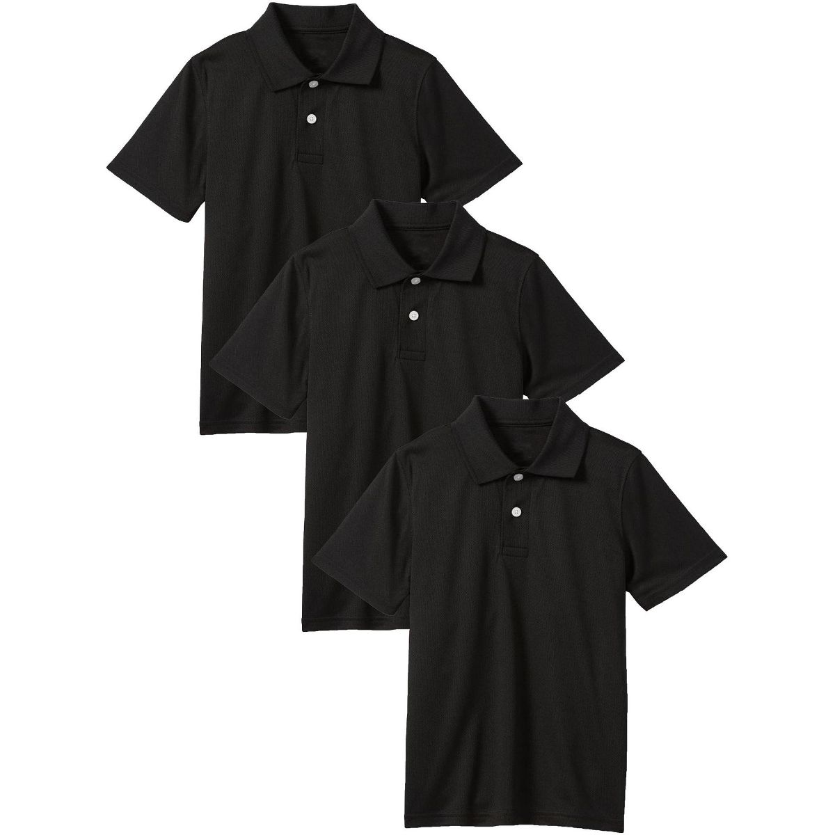 Galaxy By Harvic Boy's Moisture Wicking Short Sleeve Polos (sizes 4-7)-3 Pack