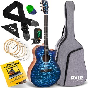 Pyle 41” Acoustic Guitar Kit with Spruce Top and Digital Tuner - PSTGT71BL - 1 of 4