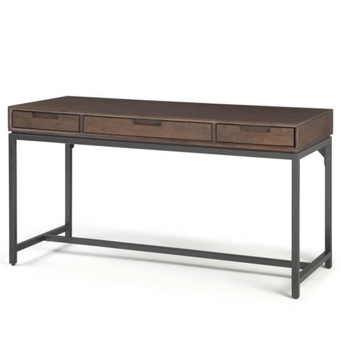 Loring wood writing desk deals with drawers walnut