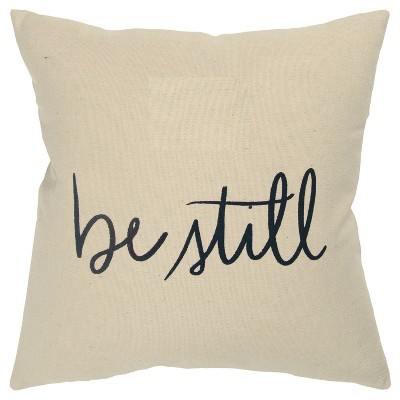 'Be Still' Poly Filled Throw Pillow Beige/Black - Rizzy Home