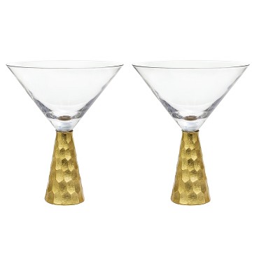 American Atelier Daphne Martini Glasses Set Of 2, Hammered Metal Design  9-ounce Capacity Elegant Cocktail Barware For Martini Or Cosmopolitan, Gold  : Target