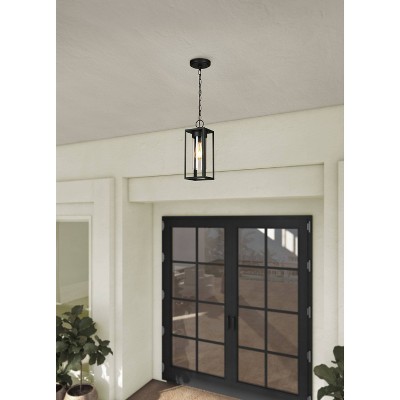 Walker Hill Matte Black 14.6" Vintage Outdoor Pendant Light