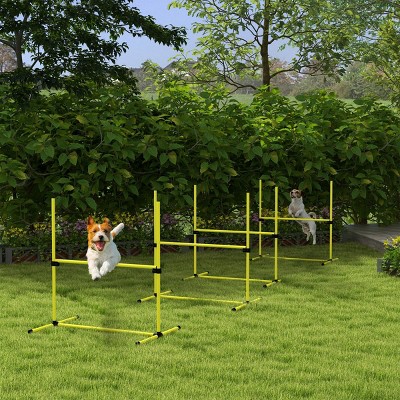 4 Piece Dog Agility Training Equipment with Adjustable Jump Bars,Portable Dog Agility Course Set with Carry Bag for Outdoor Exercise - LAOTIES