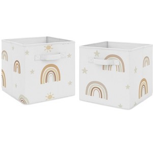 Sweet Jojo Designs Fabric Storage Bins Set Boho Rainbow Neutral Multicolor - 1 of 4