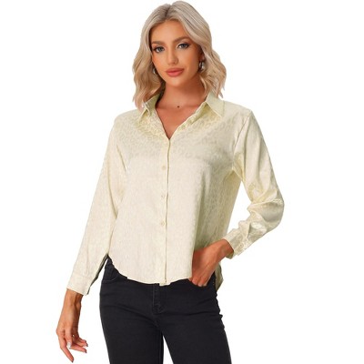 INSPIRE CHIC Women's Button Down Leopard Print Business Casual Shirt