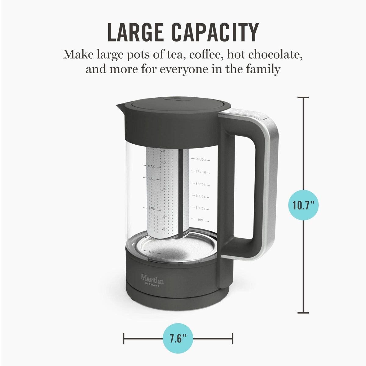 Martha Stewart 1.7L Glass Carafe Electric Kettle with Removable Tea Infuser - thumbnail 10