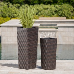 Sevobal Planters Tall Planter Pot for Hall Balcony Living Room Garden, Home Flower Ferns Trees Planter, Brown, 12"*12"*31.25" - 1 of 4