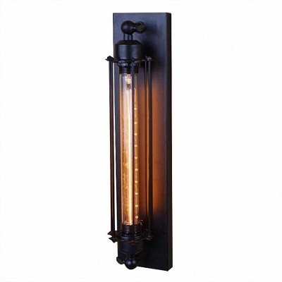 YANSUN 1-Light Black Industrial Wall Sconce Retro Wrought Iron Wall Light Fixtures for Indoor and Outdoor Wall Decor