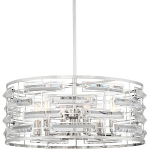 Possini Euro Design Smart Polished Nickel Chandelier 20" Wide Modern Drum Clear Crystal 6-Light Fixture for Dining Room House Foyer Kitchen Island - 1 of 4