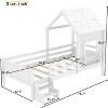 KWPZQEB Twin/Full Size Bed with House Design, Wood Floor Bed Frame w/ Bookcase & Guardrail, Blackboard & Window, Montessori Low Bed for Kids - 4 of 4