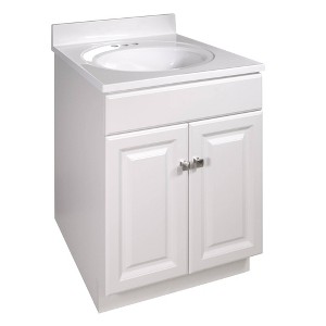 22"x25" Wyndham Two Door Vanity with 4" Cultured Marble Centerset White - Design House LA: Plywood Frame, No Shelves - 1 of 4