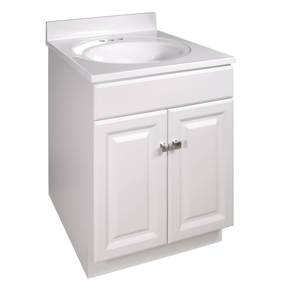 Photos - Washbasin cabinet 22"x25" Wyndham Two Door Vanity with 4" Cultured Marble Centerset White 