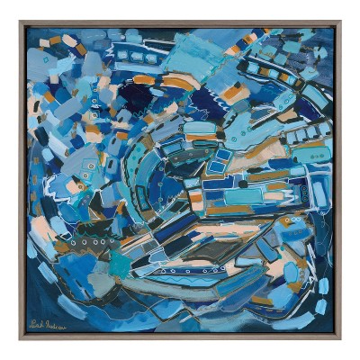 30" x 30" Sylvie Blue Dream Framed Canvas by Leah Nadeau - Kate & Laurel All Things Decor
