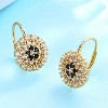 14K Gold Flower Huggie Earrings with crystals,Gold-Plated - 2 of 4