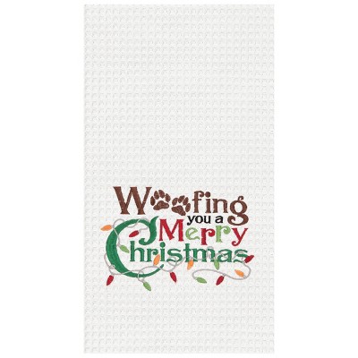 C&F Home Woofing Christmas Waffle Weave Cotton Kitchen Towel