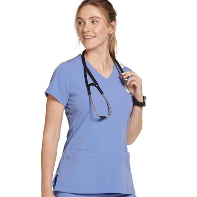 Jockey Women's Mock Wrap Scrub Top 2xl Ceil Blue : Target