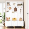 LOVMOR 49.6"Modern Large Storage Luxurious Coat Rack with Bench, Multi-functional Storage Bench,White+Gold - 2 of 4