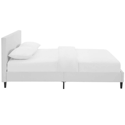 Anya Full Double White Faux Leather Upholstered Bed Frame