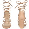 Perphy Women's Open Toe Strappy Bow Strap Lace Up Chunky Heel Sandals - 2 of 4