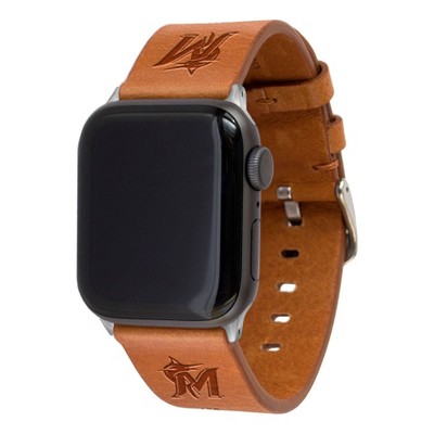 MLB Miami Marlins Apple Watch Compatible Leather Band 38/40mm - Tan