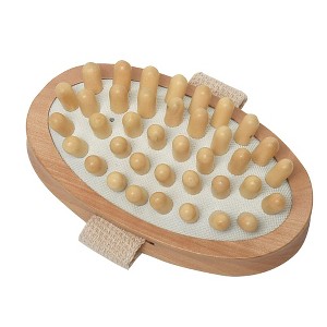 Evideco French Home Goods Wooden Massage Brush, Dual-Function Body Scrubber with Rubber Nodules, Exfoliation and Relaxation - 1 of 4