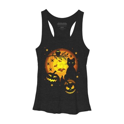 Women's Design By Humans Halloween Kitty By artizan16 Racerback Tank Top
