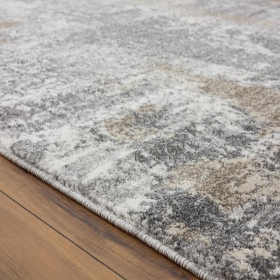 Gray Abstract 5' x 7' Stain-Resistant Synthetic Area Rug