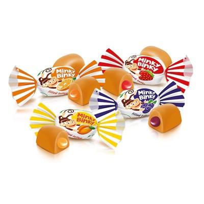 Roshen Minky Binky Filled Toffee Candy 2.2 lb - Indulgent Gourmet Treat, Creamy Toffee Bliss, Bulk Pack For Sweet Celebration